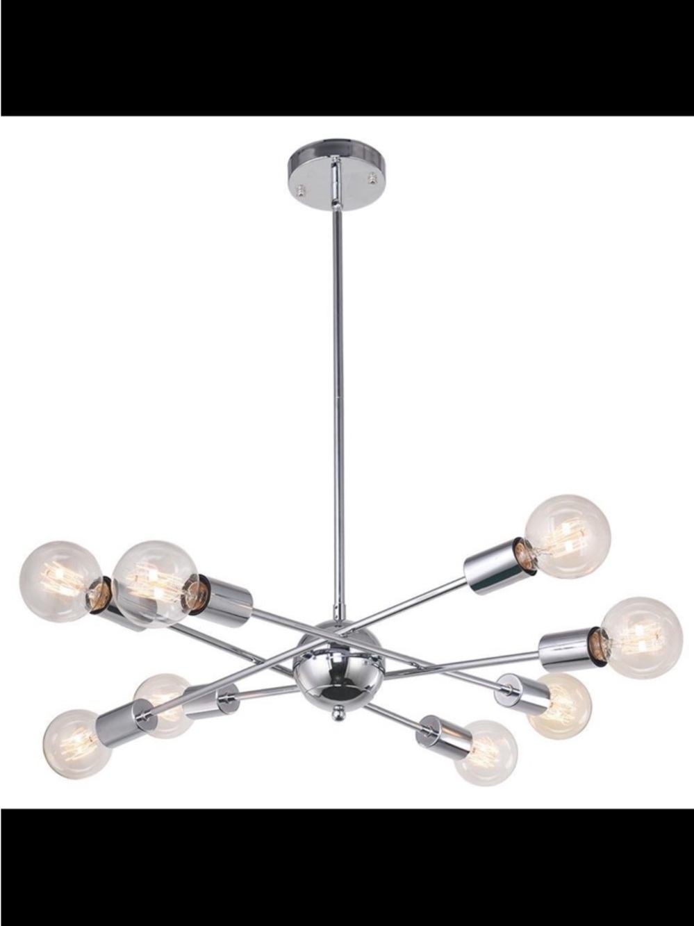 New in Box $139 Modern Chrome 8-Light Sputnik Chandelier Pendant - Silver